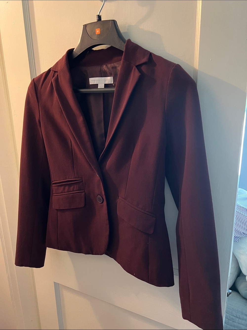 New York & Company Women's Deep Burgundy Two-Button Blazer